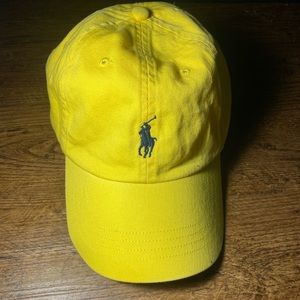 Ralph Lauren Polo, Yellow Hat/Navy Blue Polo Sign, Adjustable Strap